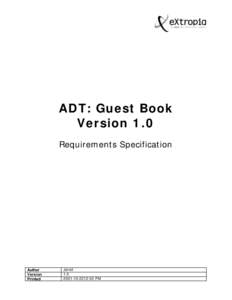 ADT: Guest Book Version 1.0 Requirements Specification Author Version
