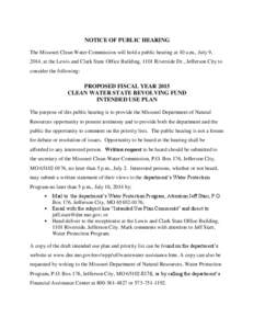 Water supply and sanitation in the United States / Jefferson City /  Missouri / Geography of Missouri / Clean Water State Revolving Fund / Federal assistance in the United States