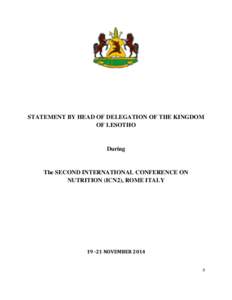 STATEMENT BY HEAD OF DELEGATION OF THE KINGDOM OF LESOTHO During  The SECOND INTERNATIONAL CONFERENCE ON