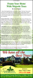 ADVERTISEMENT  Frame Your Home With Majestic Trees By Joe Covington Most of the beautiful homes you’ll see are “framed” with trees. Trees are the