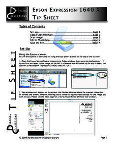 i g i t a l o lle c t i o n s E p s o n E xpr ession 1640 XL  T ip S h eet