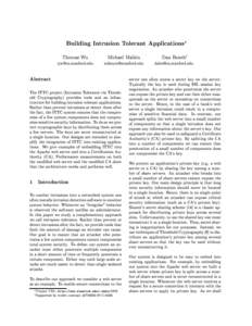 Building Intrusion Tolerant Applications Thomas Wu   Michael Malkin