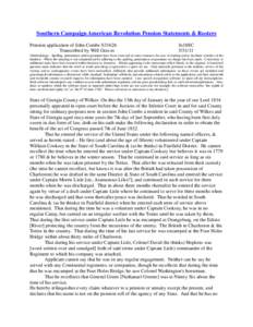 Southern Campaign American Revolution Pension Statements & Rosters Pension application of John Combs S31626 Transcribed by Will Graves fn18SC[removed]