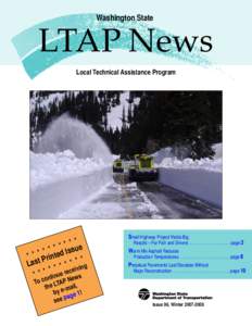 Washington State  LTAP News Local Technical Assistance Program  * *