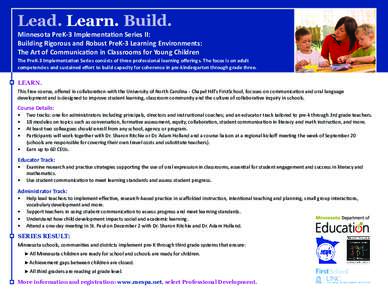 Minnesota PreK-3 Implementation Series II: Building Rigorous and Robust PreK-3 Learning Environments