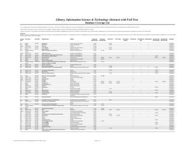 Library, Information Science & Technology Abstracts with Full Text Database Coverage List 