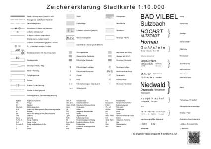 Zeichenerklärung Stadtkarte 1:Stadt- / Kreisgrenze Frankfurt a.M. Wald  Kleingarten