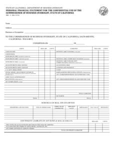 STATE OF CALIFORNIA –DEPARTMENT OF BUSINESS OVERSIGHT  PERSONAL FINANCIAL STATEMENT FOR THE CONFIDENTIAL USE OF THE COMMISSIONER OF BUSINESS OVERSIGHT, STATE OF CALIFORNIA DBO – 2 (Rev. 8-13)