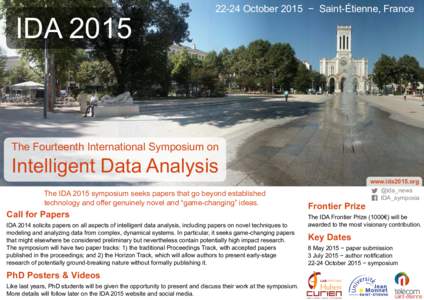 22-24 October 2015 − Saint-Étienne, France  IDA 2015 The Fourteenth International Symposium on