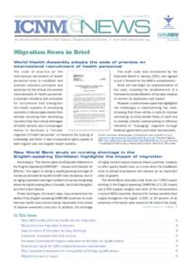 ICNM NEWS International Centre on Nurse Migration Issue 10 • May[removed]An Information Resource for Policy Makers, Planners and Practitioners