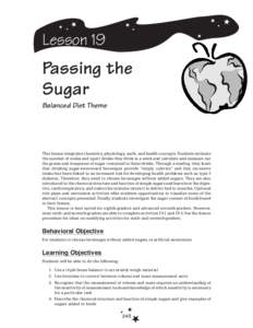 Lesson 19  Passing the Sugar Balanced Diet Theme