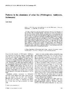 JOURNAL OF AVIAN BIOLOGY 28: [removed]Copenhagen[removed]Patterns in the abundance of avian lice (Phthiraptera: Amblycera,