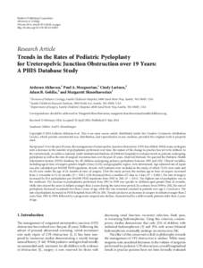 Trends in the Rates of Pediatric Pyeloplasty for Ureteropelvic Junction Obstruction over 19 Years: A PHIS Database Study