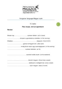 Hungarian language-Magyar nyelv  13. lecke Flat, house, rent an apartment Review