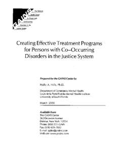 The National GAINS Canter for Peoplewith Co.Occurring Disorders in the Justice System