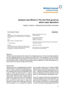 Quantum size effects in TiO2 thin films grown by atomic layer deposition Massimo Tallarida*, Chittaranjan Das and Dieter Schmeisser