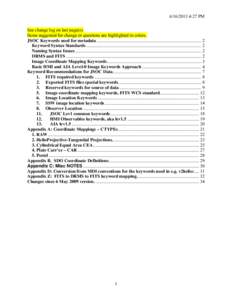 JSOC Keywords used for metadata