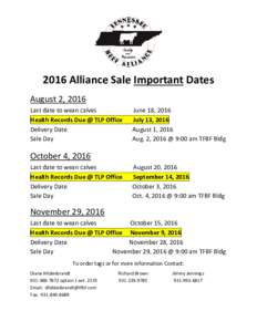 Microsoft Word - Alliance 2016 Sale Dates Word