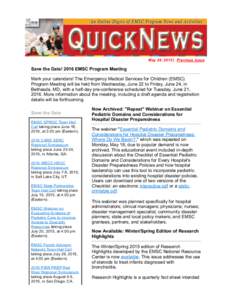 EMSC QuickNews: May 28, 2015