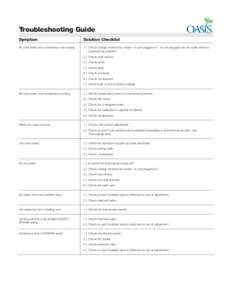 Troubleshooting Guide Symptom Solution Checklist  No cold water and compressor not running