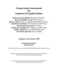 Philosophy of biology / Parmeliaceae / Lichenologists / Irwin Murray Brodo / Bryoria / Pseudocyphella / Lichen / Bureau of Land Management / Ecology / Biology / Microbiology / Lichens