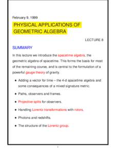 Geometric algebra / Minkowski spacetime / Vector calculus / Multilinear algebra / Special relativity / Bivector / Spacetime algebra / Multivector / Blade / Algebra / Physics / Mathematics