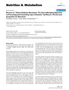 Nutrition & Metabolism  BioMed Central Open Access