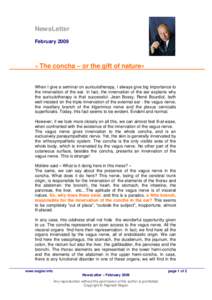 NewsLetter February 2009 « The concha – or the gift of nature»  When I give a seminar on auriculotherapy, I always give big importance to