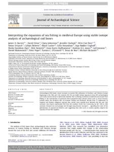 Climate history / Cod / Seafood / Isotope analysis / Bioarchaeology / Medieval Warm Period / Atlantic cod / Isotopes of carbon / Baltic Sea / Fish / Gadidae / Isotopes