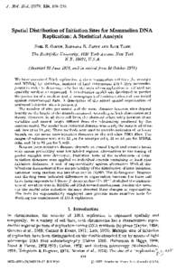 J . Mol. Biol, Spatial Distribution of Initiation Sites for Mammalian DNA Replication :A Statistical Analysis The Rockefeller University, 1230 York Avenue, New York N . Y, U.S.A.