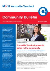Yarraville Terminal  Community Bulletin www.mobil.com.au/communitynews  November 2013