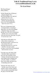 Folk & Traditional Song Lyrics - The Ocean Ranger