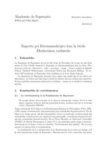 Akademio de Esperanto  Raporto (korektita) Sekcio pri faka lingvo[removed]
