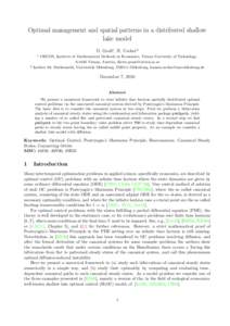 Optimal management and spatial patterns in a distributed shallow lake model D. Graß1 , H. Uecker2 1  2