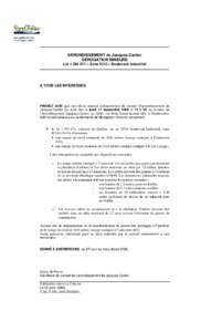 ARRONDISSEMENT de Jacques-Cartier DÉROGATION MINEURE Lot[removed]Zone IC10