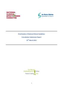 Prioritisation of National Clinical Guidelines Consultation Submission Report 25th March