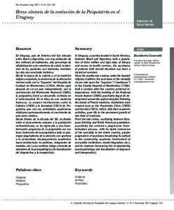 Rev Psiquiatr Urug 2007;71(2):Breve síntesis de la evolución de la Psiquiatría en el Uruguay  Resumen