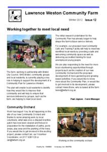 Lawrence Weston Community Farm Winter 2012 Issue 12  Working together to meet local need