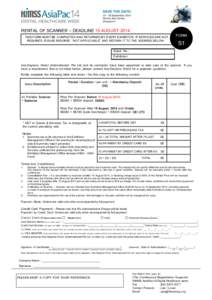   	
      RENTAL OF SCANNER – DEADLINE 15 AUGUST 2014