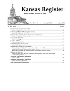 Kansas Register Kris W. Kobach, Secretary of State Vol. 33, No. 3  In this issue . . .