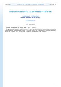 Journal officiel de la République française - N° 10 du 13 janvier 2011