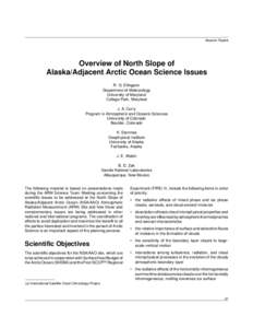Session Papers  Overview of North Slope of Alaska/Adjacent Arctic Ocean Science Issues R. G. Ellingson Department of Meteorology