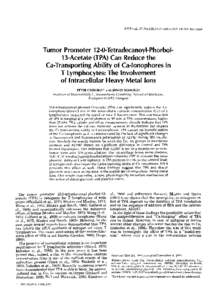 JOURNAL OF CELLULAR PBY810LOGY[removed])  Tumor Promoter 12-0-Tetradecanoyl-Phorbol13-Acetate (TPA) Can Reduce the Ca-Transporting Ability of Ca-lonophores in T Lymphocytes: The Involvement of lntracellular Heavy