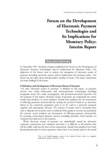 ANDofECONOMIC STUDIESTechnologies /MAY 2000 Forum on MONETARY the Development Electronic Payment