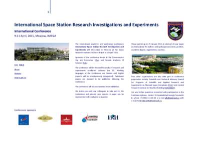 Russian Space Research Institute / European Space Agency / International Space Station / Spaceflight / Russian Federal Space Agency / Science and technology in Russia