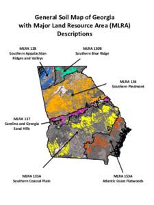 General Soil Map of Georgia with Major Land Resource Area (MLRA) Descriptions MLRA 128 Southern Appalachian Ridges and Valleys