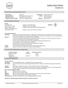 Safety Data Sheet Galkyd Lite SECTION 1: PRODUCT AND COMPANY IDENTIFICATION Product Name Recommended Use Restrictions on Use