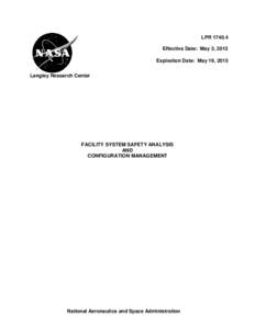 LPR[removed]Effective Date: May 3, 2013 Expiration Date: May 19, 2015 Langley Research Center  FACILITY SYSTEM SAFETY ANALYSIS