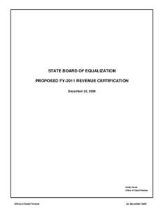 State Board of Equalization: Proposed FY-2011 Revenue Certification