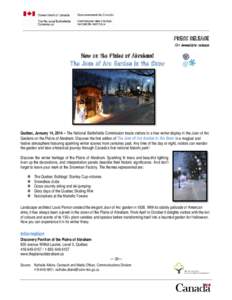 PRESS RELEASE For immediate release New on the Plains of Abraham!  The Joan of Arc Garden in the Snow